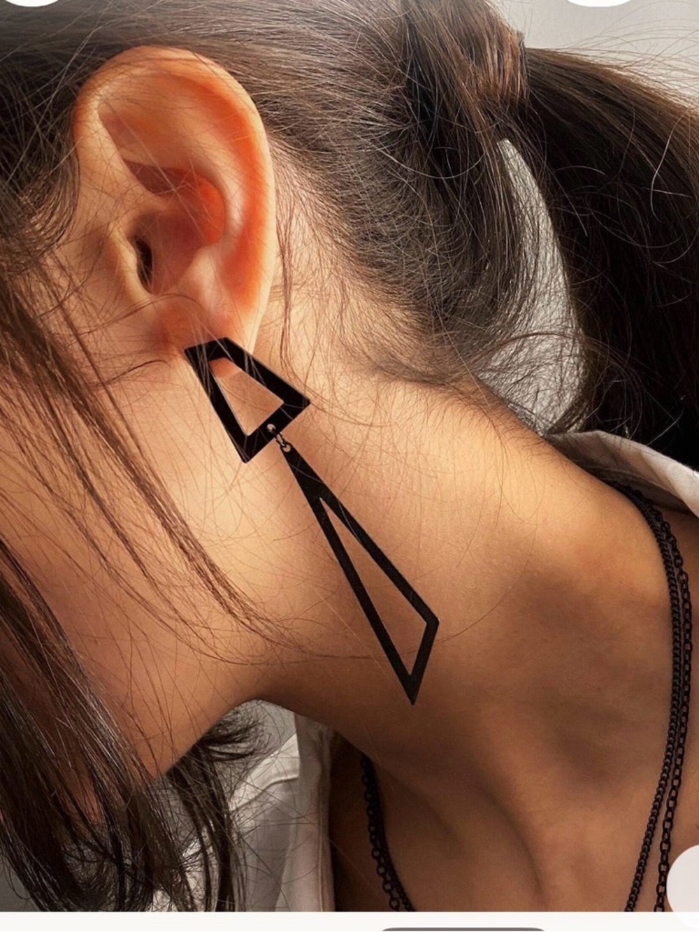 New!!  Black Geometric Drop Earrings - Modern Statement Jewelry